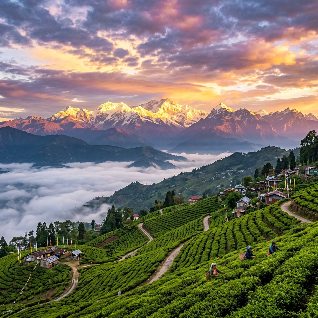 Panoramic Himalayan landscape near Darjeeling